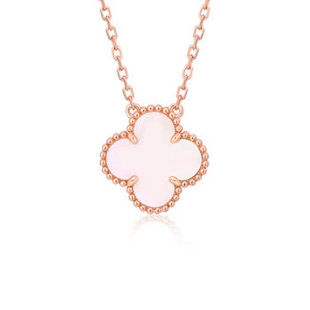 [Select]CLOVER 15MM PINK MOTHER-OF-PEARL SINGLE FLOWER NECKLACE