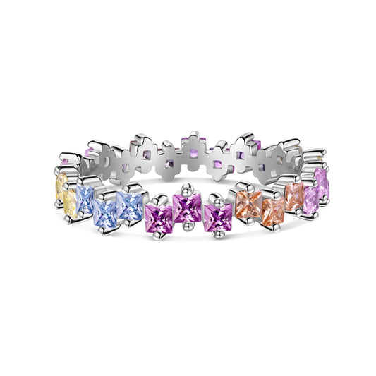 [select Jewelry]Mixed Colorful Square Staggered Rings