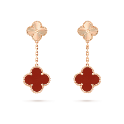 [Select]CLOVER 2 MOTIF  LASER CARNELIAN EARRINGS
