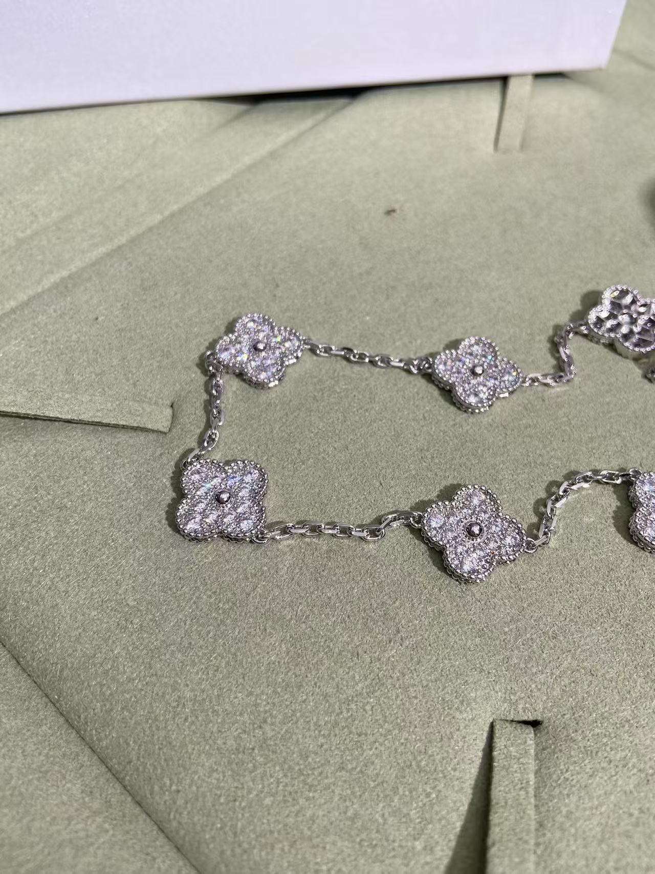 [Select Jewelry]CLOVER 10 MOTIFS  FULL DIAMOND NECKLACE