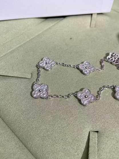 [Select Jewelry]CLOVER 10 MOTIFS  FULL DIAMOND NECKLACE