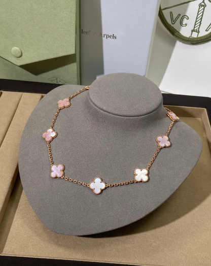 [Select Jewellery] Pink Necklace with Ten Clover Designs