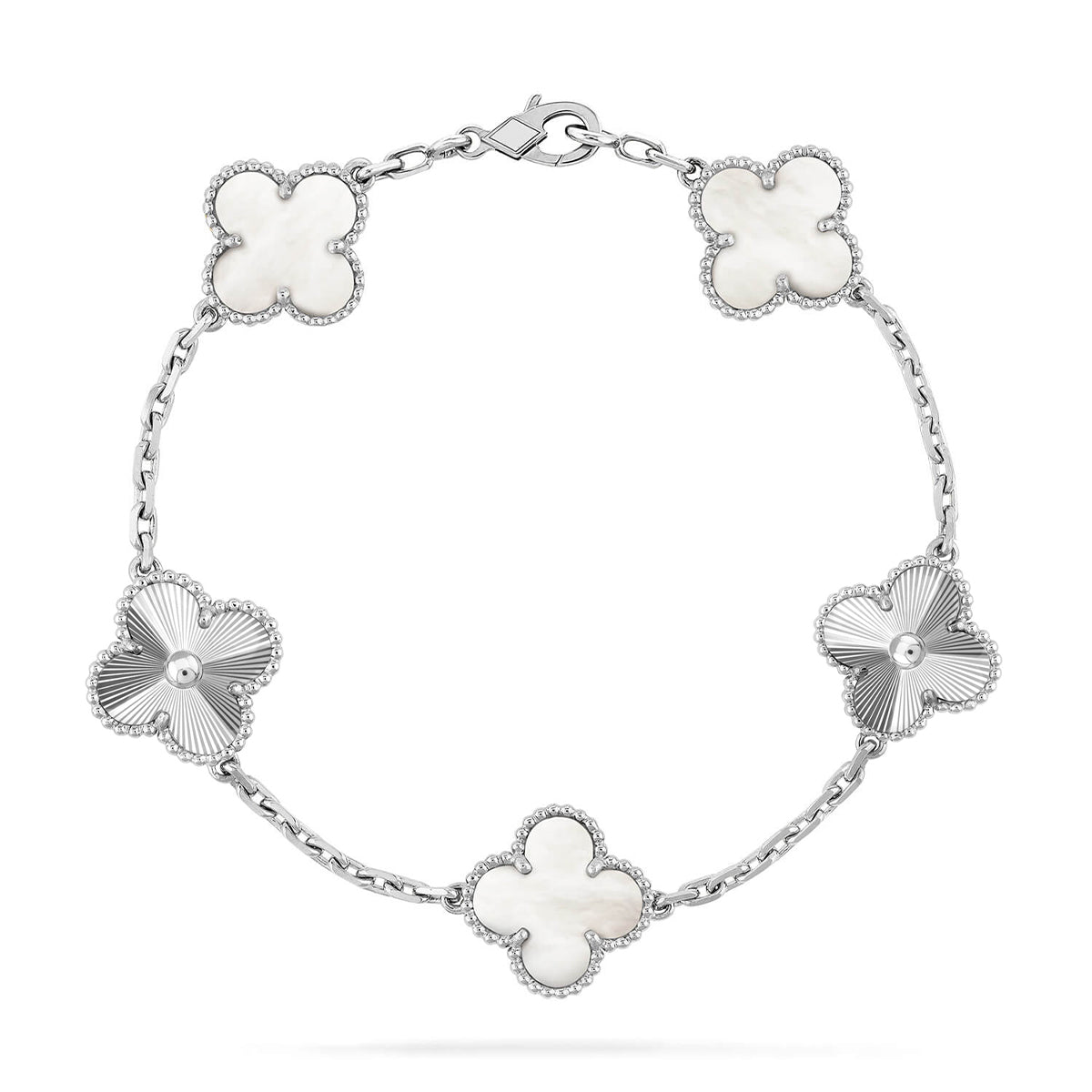 [Select]CLOVER WHITE PEARL MOP 5 MOTIF BRACELET COLLECTION