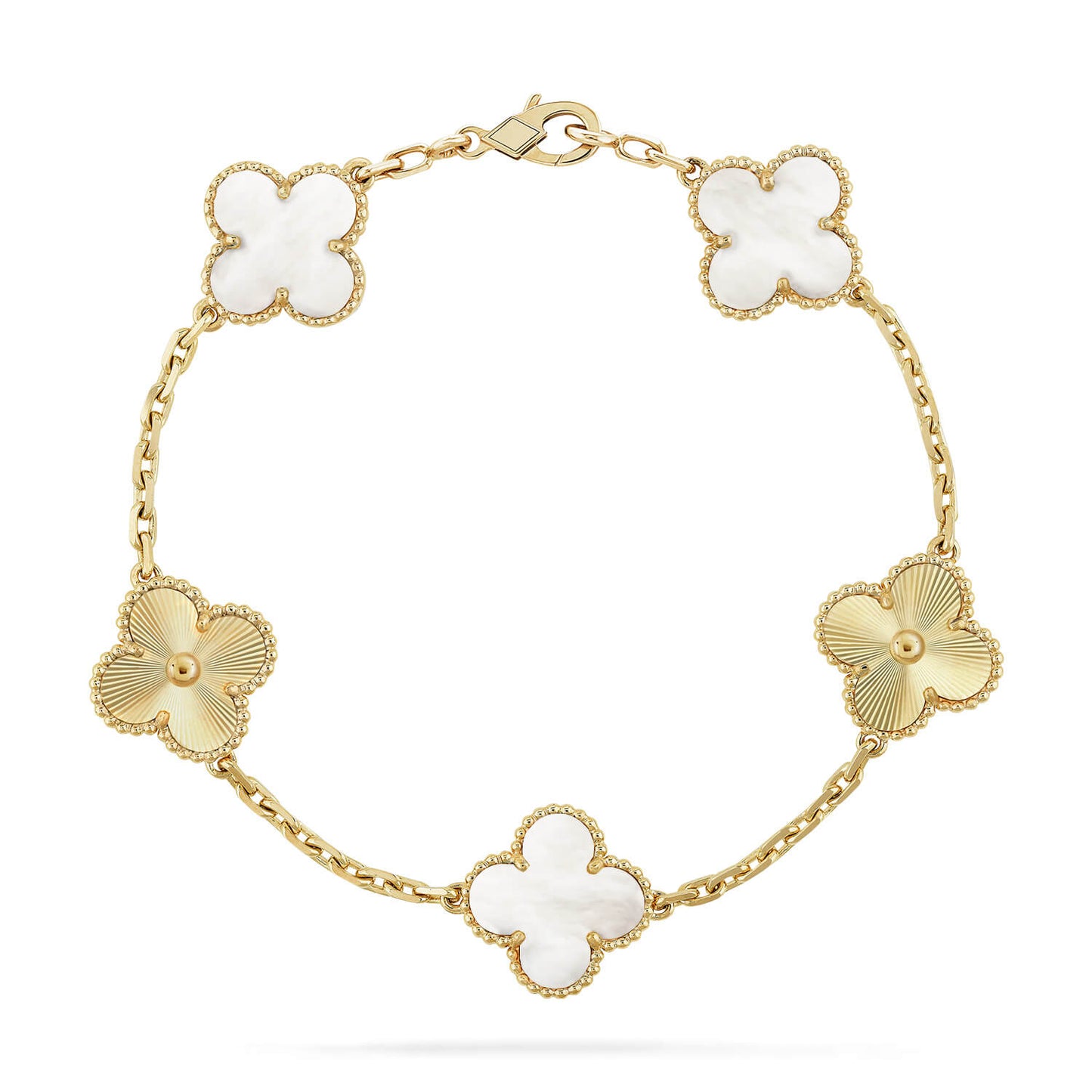 [Select]CLOVER WHITE PEARL MOP 5 MOTIF BRACELET COLLECTION