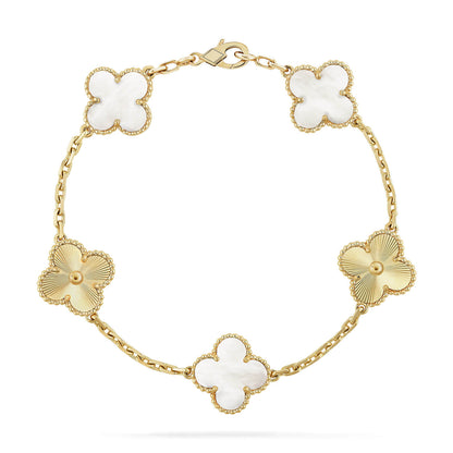 [Select]CLOVER WHITE PEARL MOP 5 MOTIF BRACELET COLLECTION