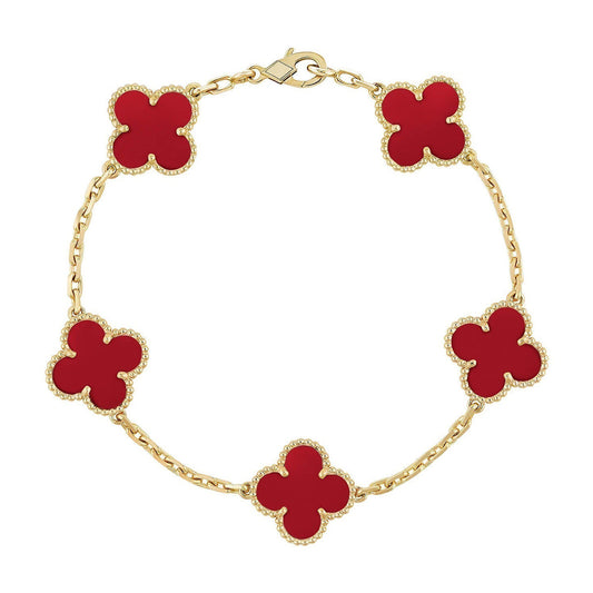 [Select] CLOVER 5 MOTIF RED CORNELIAN BRACELET COLLECTION