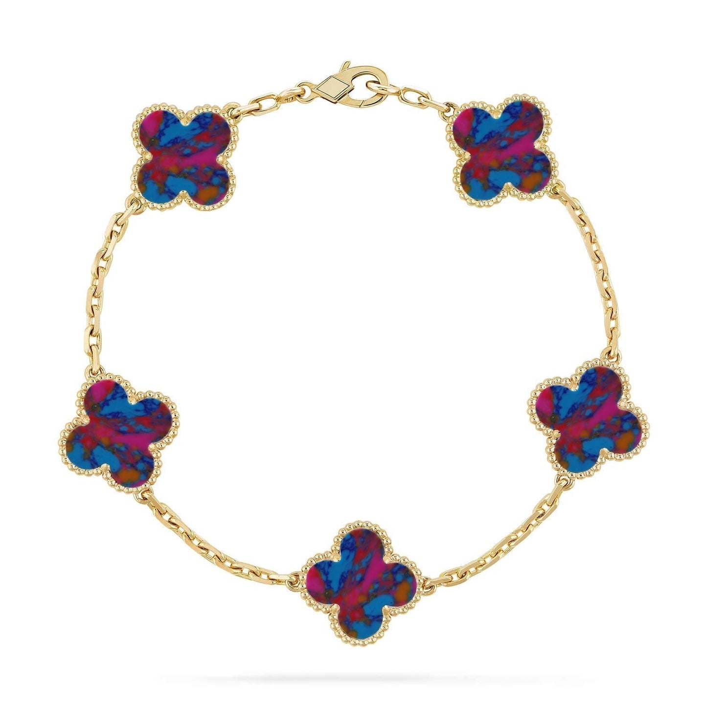 [Select]CLOVER 5 MOTIF COLOR GEMSTONES BRACELET COLLECTION