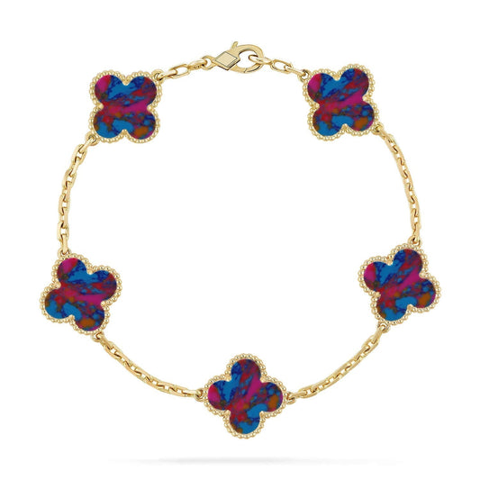 [Select]CLOVER 5 MOTIF COLOR GEMSTONES BRACELET COLLECTION