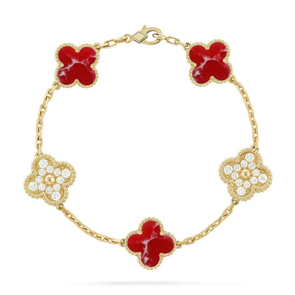 [Select]CLOVER 5 MOTIF RED PATTERN BRACELET COLLECTION