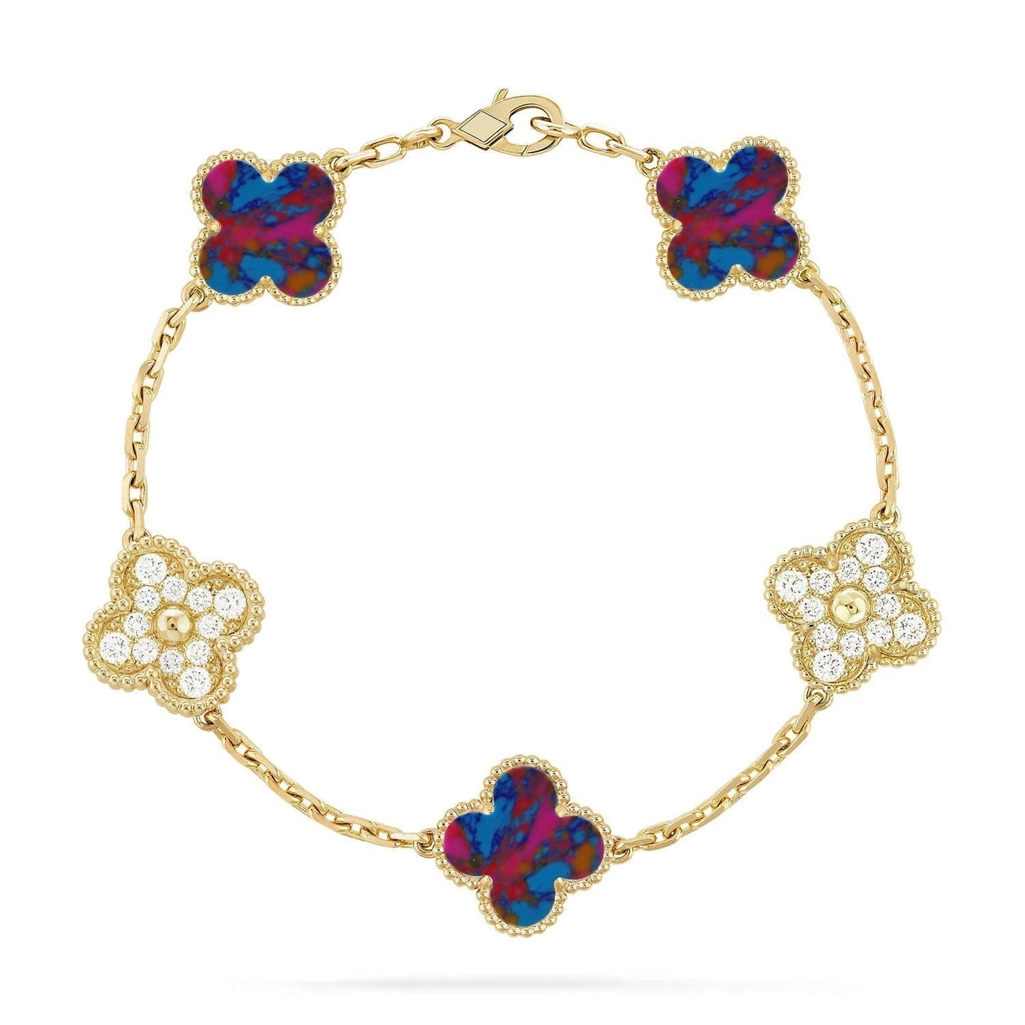 [Select]CLOVER 5 MOTIF COLOR GEMSTONES BRACELET COLLECTION