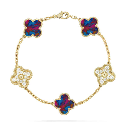 [Select]CLOVER 5 MOTIF COLOR GEMSTONES BRACELET COLLECTION