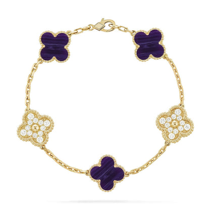 [Select]CLOVER 5 MOTIF PURPLE STRIPES BRACELET COLLECTION