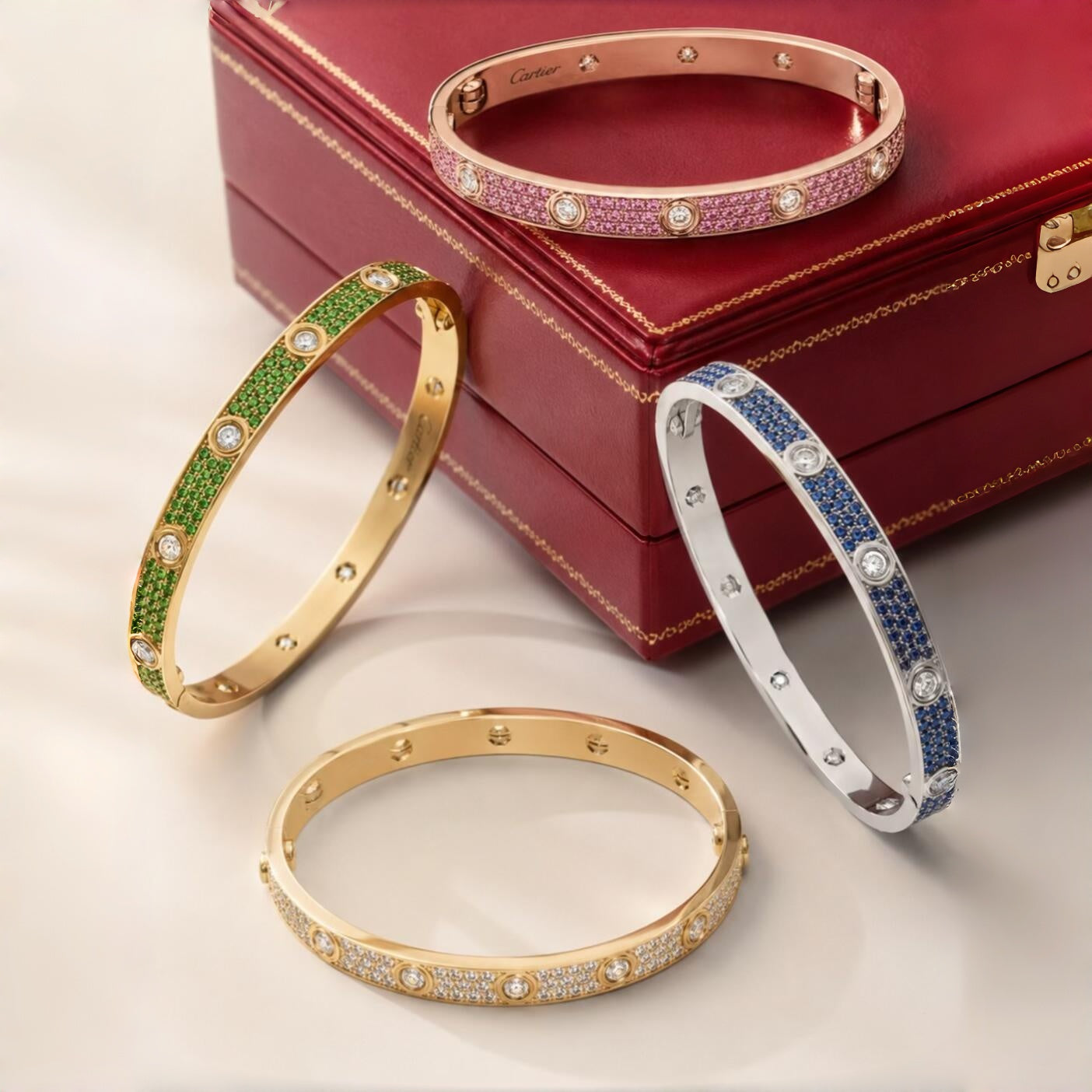 [Select]2026 PAVE GEMSTONE LOVE BRACELET 6.1MM 10 DIAMONDS