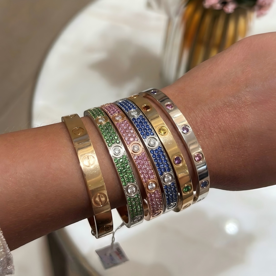 [Select]2026 PAVE GEMSTONE LOVE BRACELET 6.1MM 10 DIAMONDS