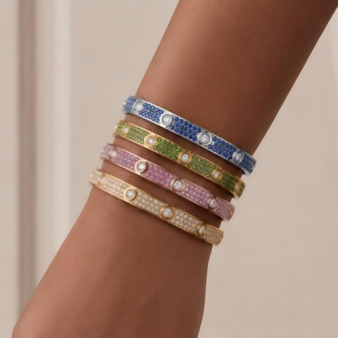 [Select]2026 PAVE GEMSTONE LOVE BRACELET 6.1MM 10 DIAMONDS