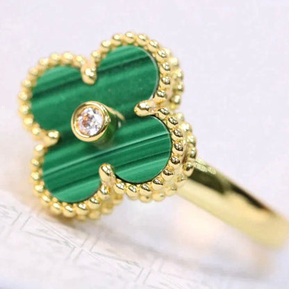 [Select]CLOVER MALACHITE RING GOLD DIAMOND