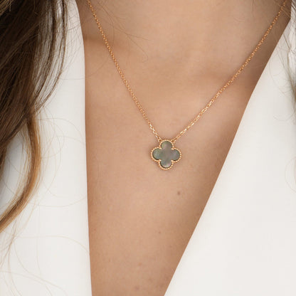 [Select]CLOVER 15MM  GRAY MOTHER OF PEARL NECKLACE