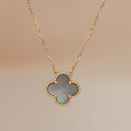 [Select]CLOVER 15MM  GRAY MOTHER OF PEARL NECKLACE
