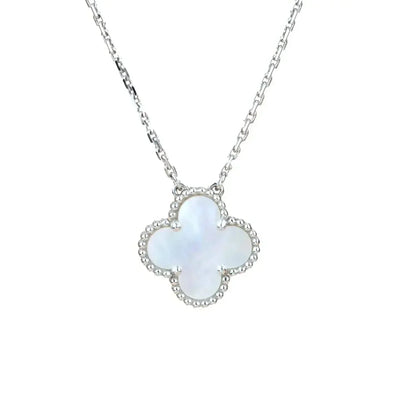 [Select]CLOVER  15MM WHITE MOTHER-OF-PEARL SILVER