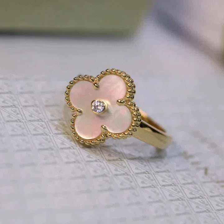 [Select]CLOVER PINK MOP RING GOLD DIAMOND
