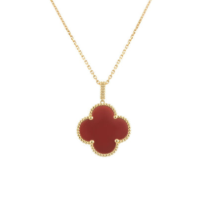 [Select]CLOVER 25MM NECKLACE GOLD CARNELIAN