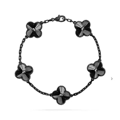 [Select]CLOVER 5 MOTIF BLACK BRACELET