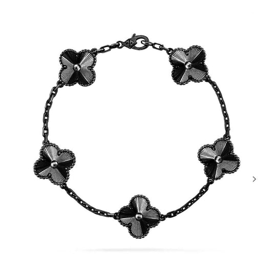 [Select]CLOVER 5 MOTIF BLACK BRACELET