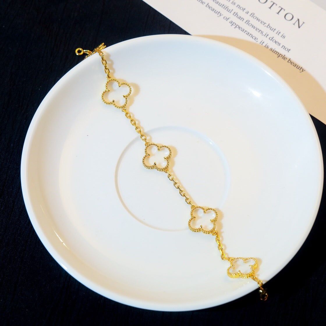 [Select]CLOVER 5 MOTIF ROCK CRYSTAL BRACELET