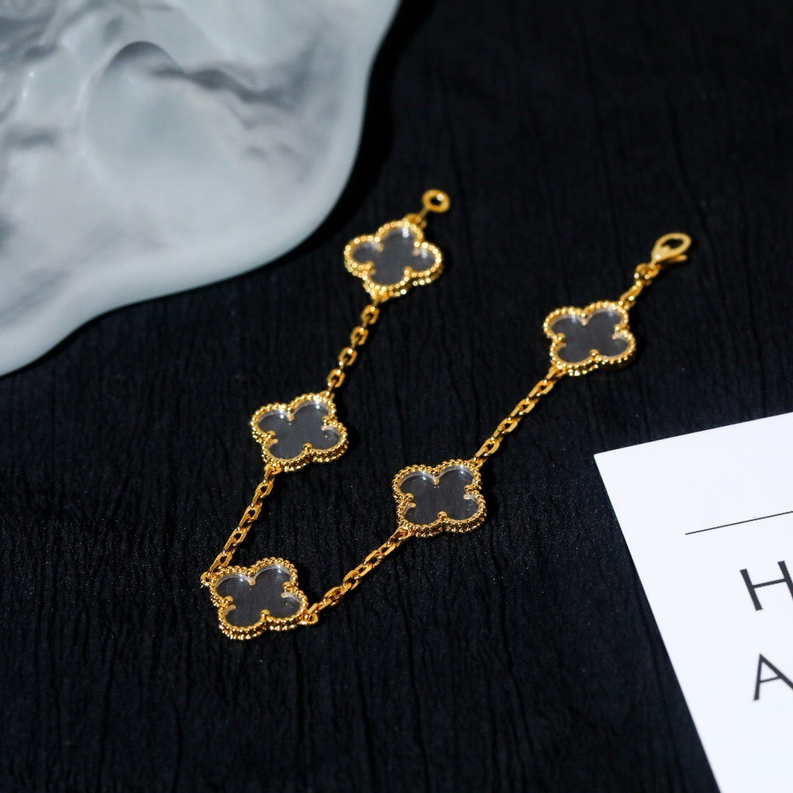 [Select]CLOVER 5 MOTIF ROCK CRYSTAL BRACELET