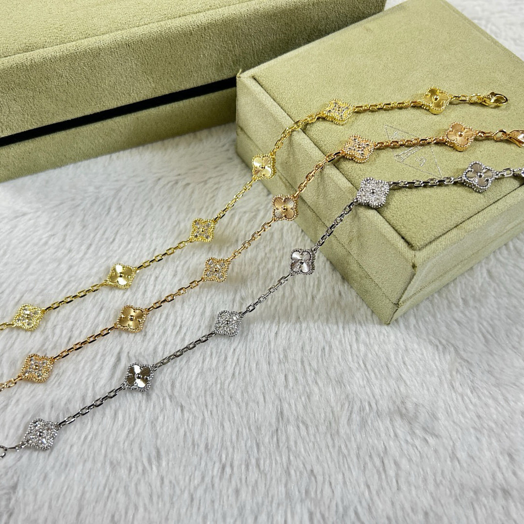 [Select]CLOVER 6 MOTIF DIAMOND LASER BRACELET-w