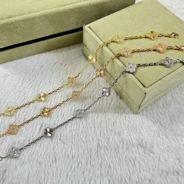 [Select]CLOVER 6 MOTIF DIAMOND LASER BRACELET-w