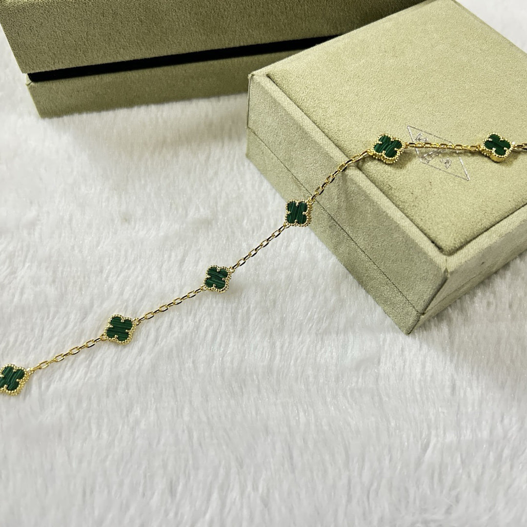 [Select]CLOVER 6 MOTIF MALACHITE BRACELET-w