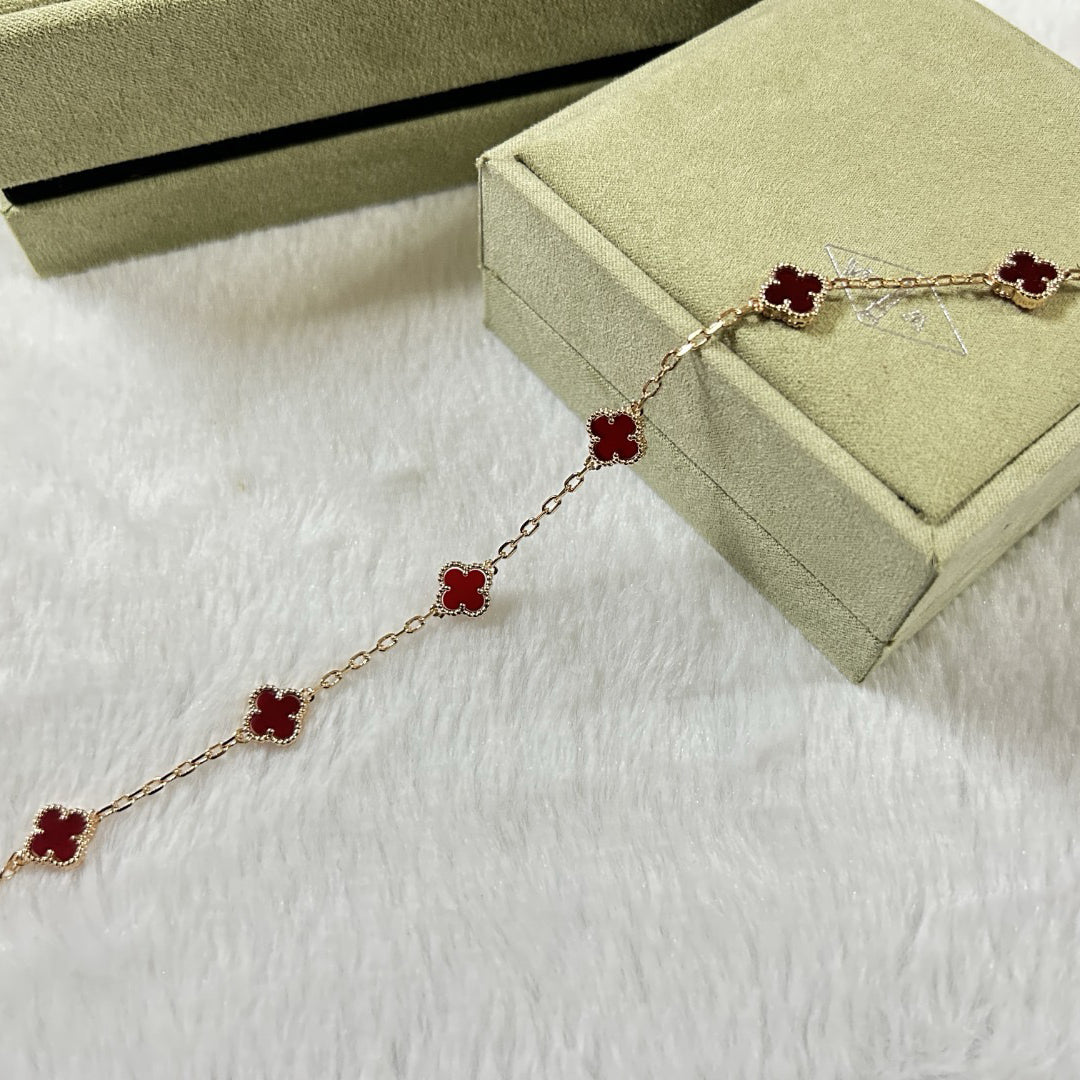 [Select]CLOVER 6 MOTIF RED AGATE BRACELET-w