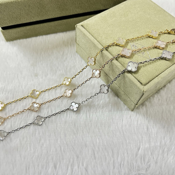 [Select]CLOVER 6 MOTIF WHITE MOP BRACELET-w