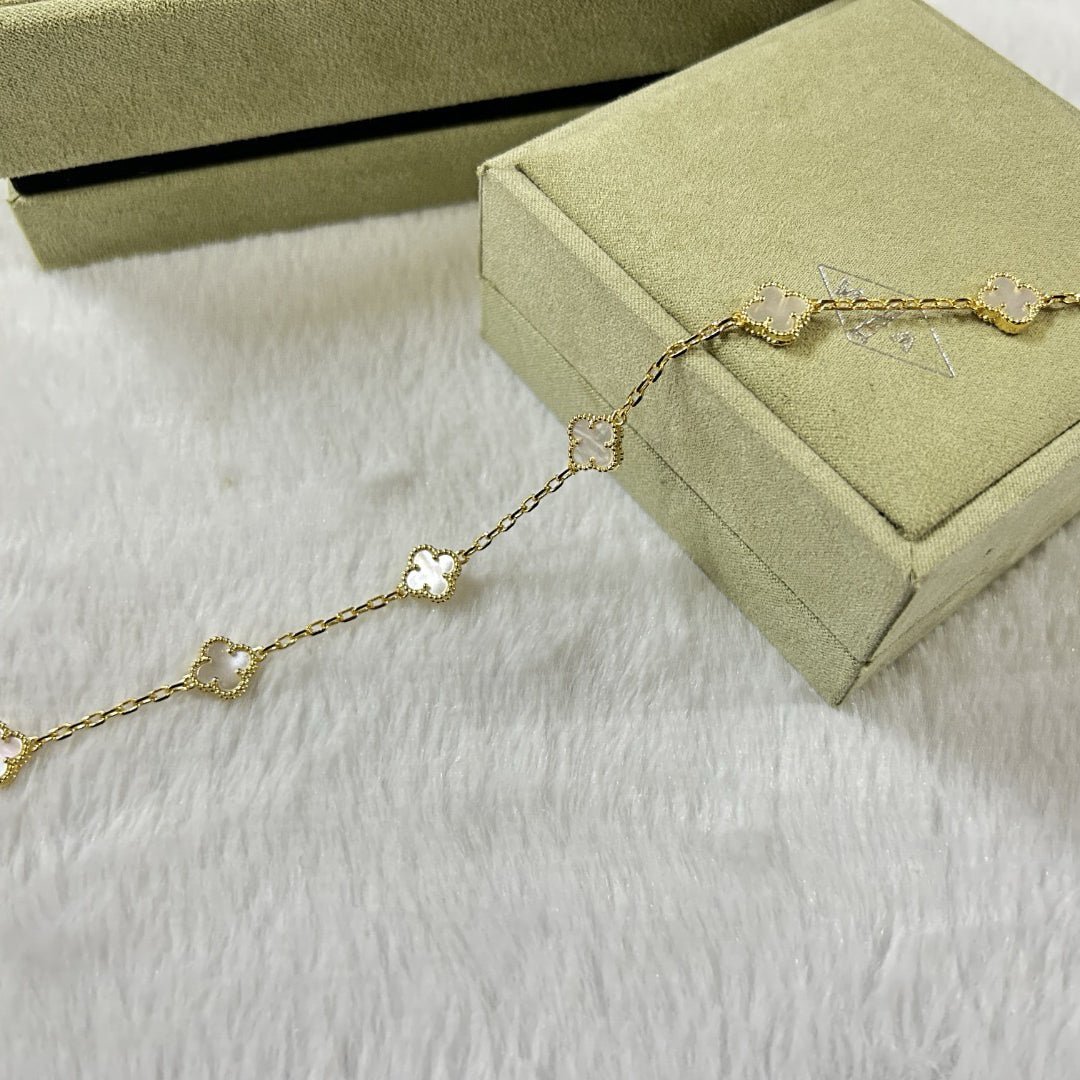 [Select]CLOVER 6 MOTIF WHITE MOP BRACELET-w