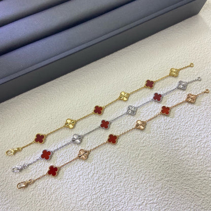 [Select]CLOVER 6 MOTIF RED AGATE LASER BRACELET-w
