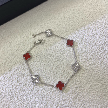 [Select]CLOVER 6 MOTIF RED AGATE LASER BRACELET-w
