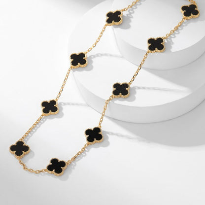 [Select]CLOVER 10 MOTIFS ONYX NECKLACE