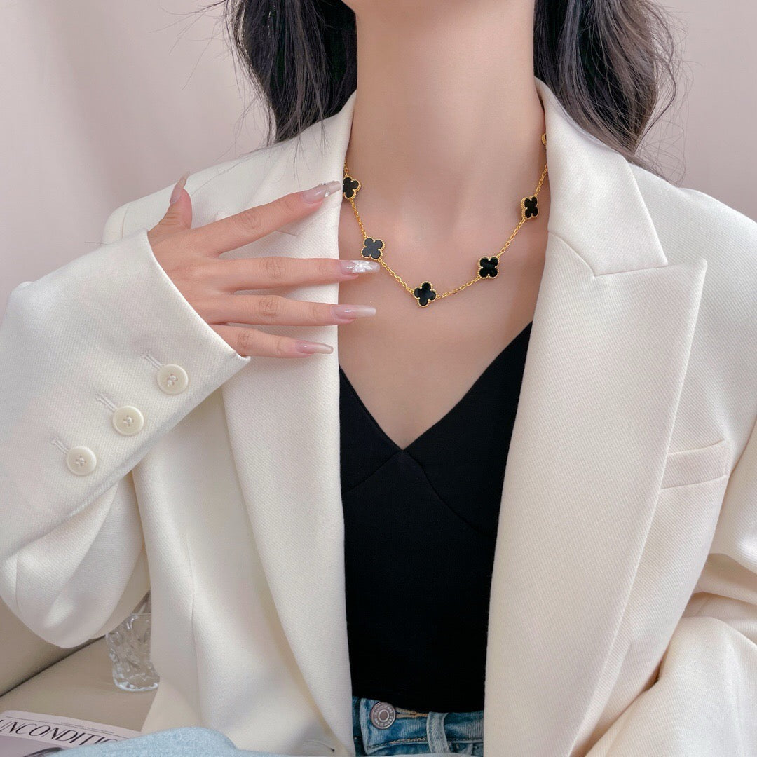 [Select]CLOVER 10 MOTIFS ONYX NECKLACE