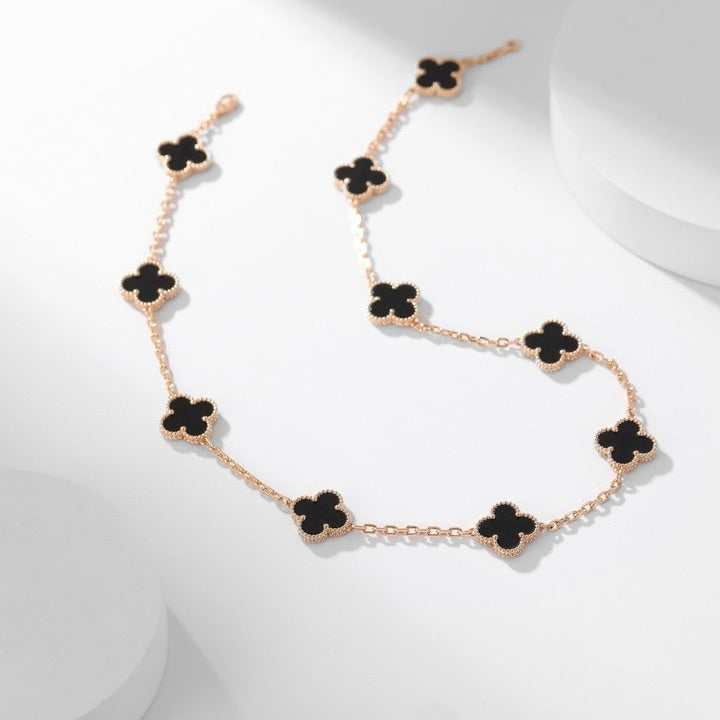 [Select]CLOVER 10 MOTIFS ONYX NECKLACE