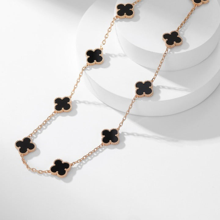 [Select]CLOVER 10 MOTIFS ONYX NECKLACE