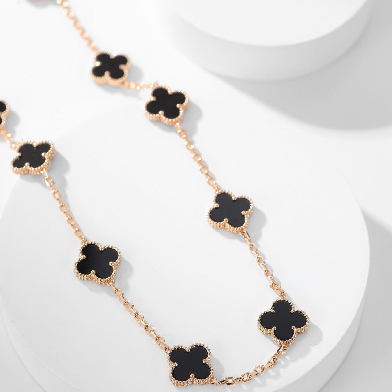 [Select]CLOVER 10 MOTIFS ONYX NECKLACE