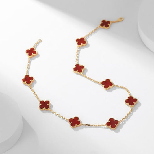 [Select]CLOVER 10 MOTIFS CARNELIAN NECKLACE