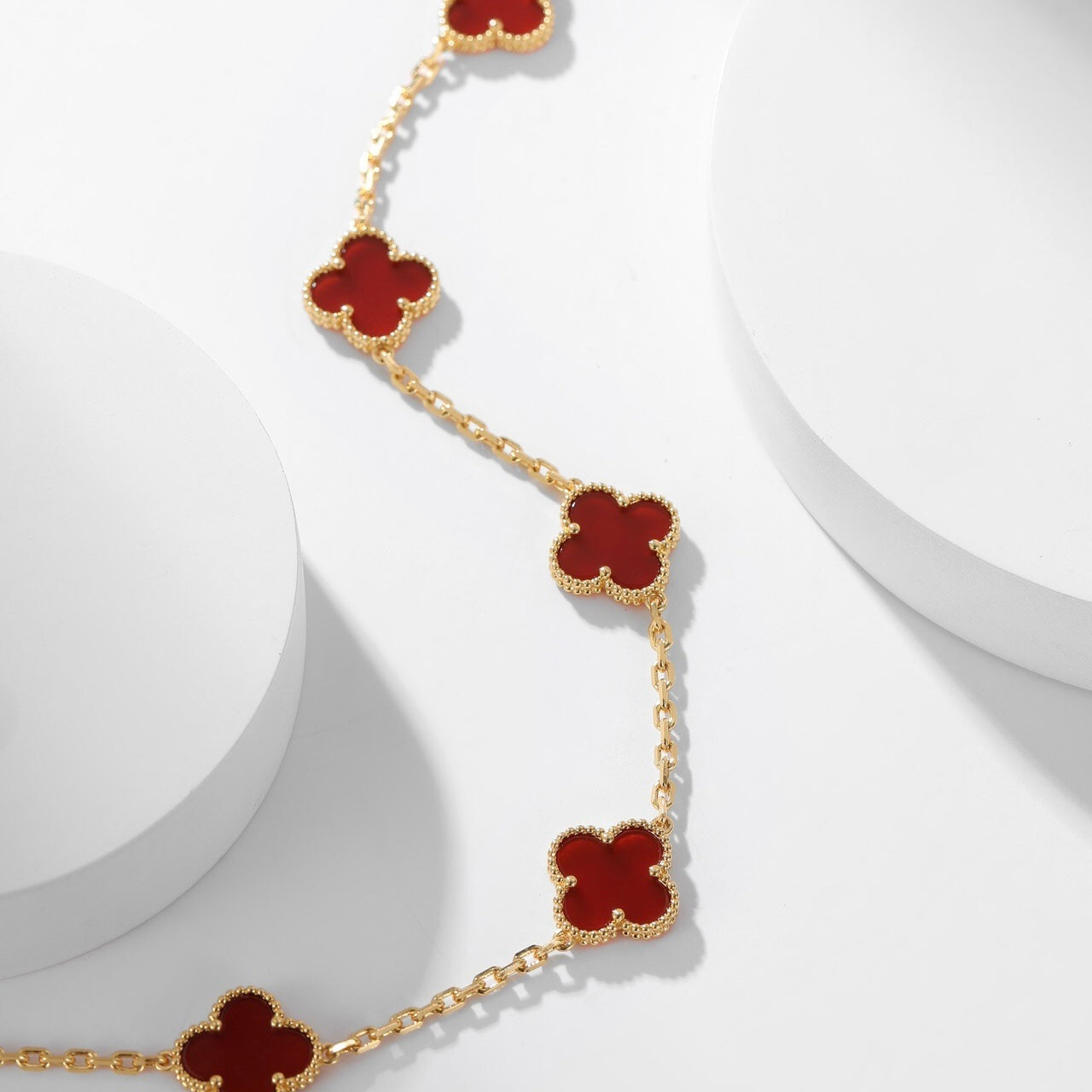[Select]CLOVER 10 MOTIFS CARNELIAN NECKLACE