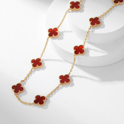 [Select]CLOVER 10 MOTIFS CARNELIAN NECKLACE