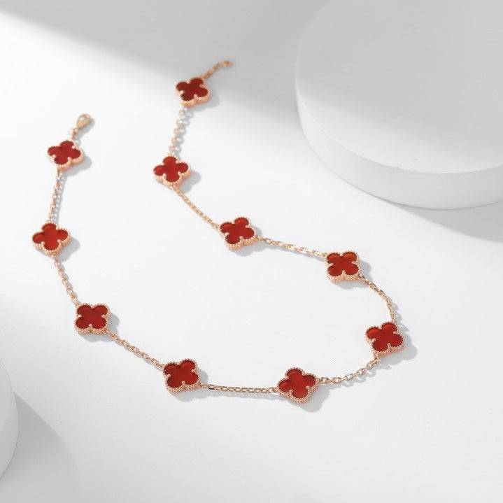 [Select]CLOVER 10 MOTIFS CARNELIAN NECKLACE