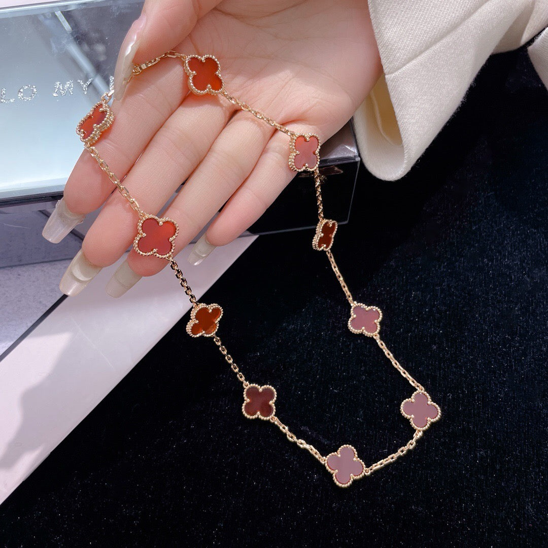 [Select]CLOVER 10 MOTIFS CARNELIAN NECKLACE
