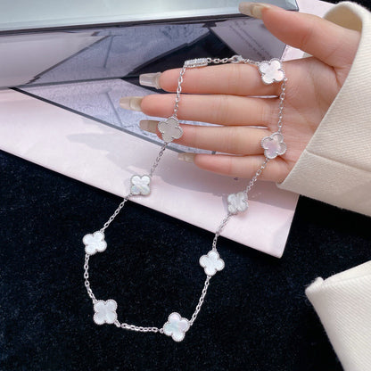 [Select]CLOVER 10 MOTIFS WHITE MOTHER OF PEARL NECKLACE