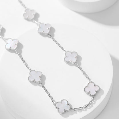 [Select]CLOVER 10 MOTIFS WHITE MOTHER OF PEARL NECKLACE