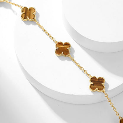 [Select]CLOVER 10 MOTIFS TIGER EYE NECKLACE